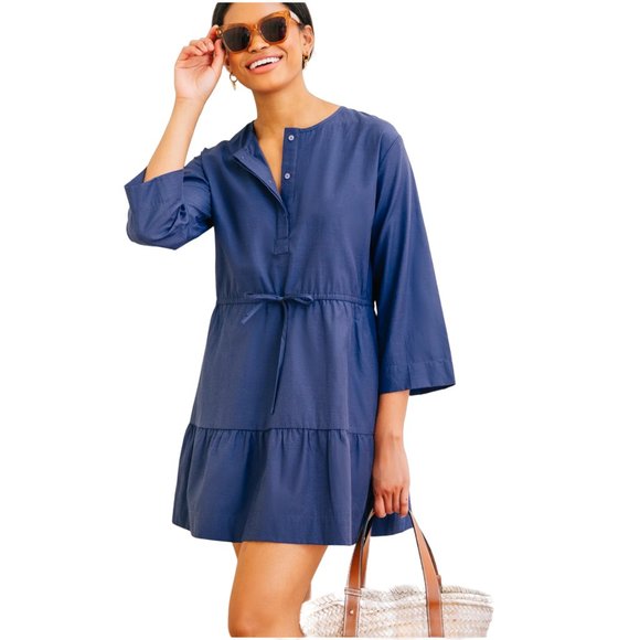 Tuckernuck Dresses & Skirts - Tuckernuck Pomander Place Lucy Dress blue XS tie waist tiered mini 3/4 sleeve